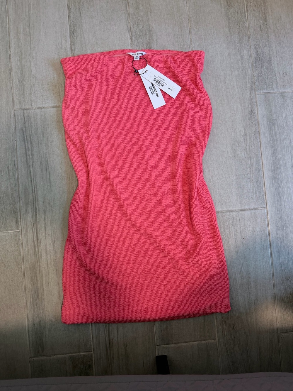 Steve Madden Coral Pink Strapless Knit Mini Dress